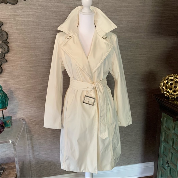 Nine West belted white trench rain coat
